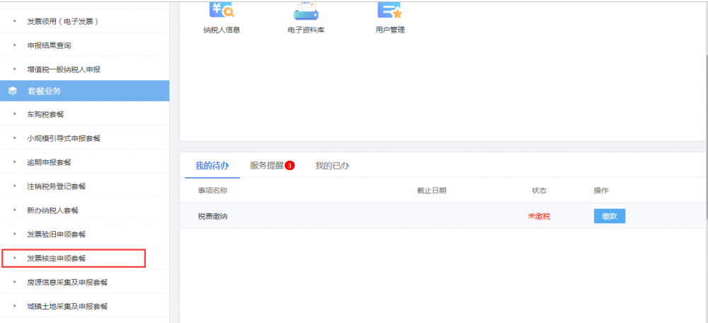 寧波市電子稅務局發(fā)票核定申領套餐