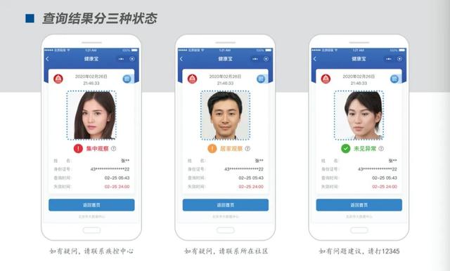 北京“健康寶”以紅、黃、綠三種顏色區(qū)分不同健康風(fēng)險人群