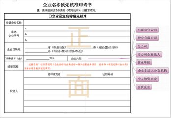企業(yè)名稱預(yù)先核準(zhǔn)申請(qǐng)書
